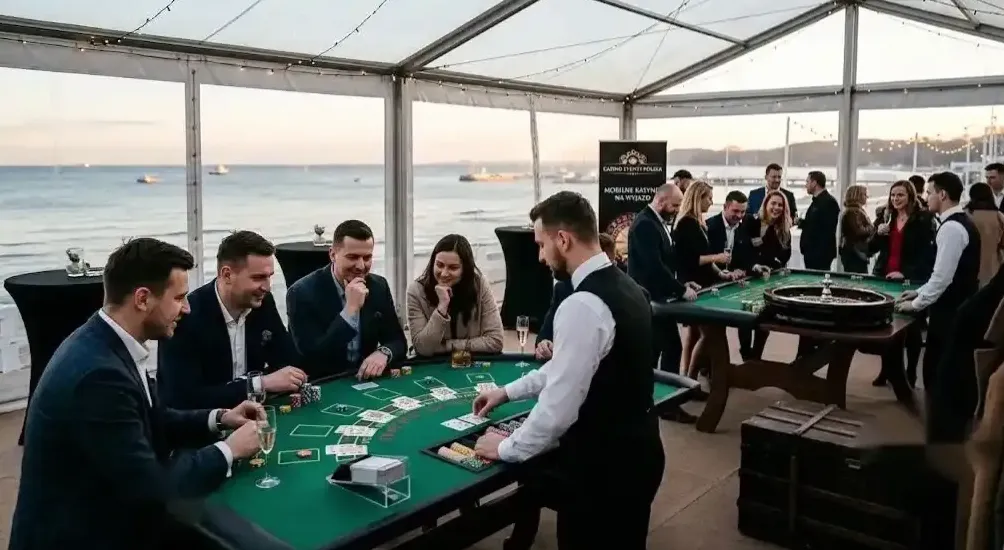 Krupier i host podczas wydarzenia casino