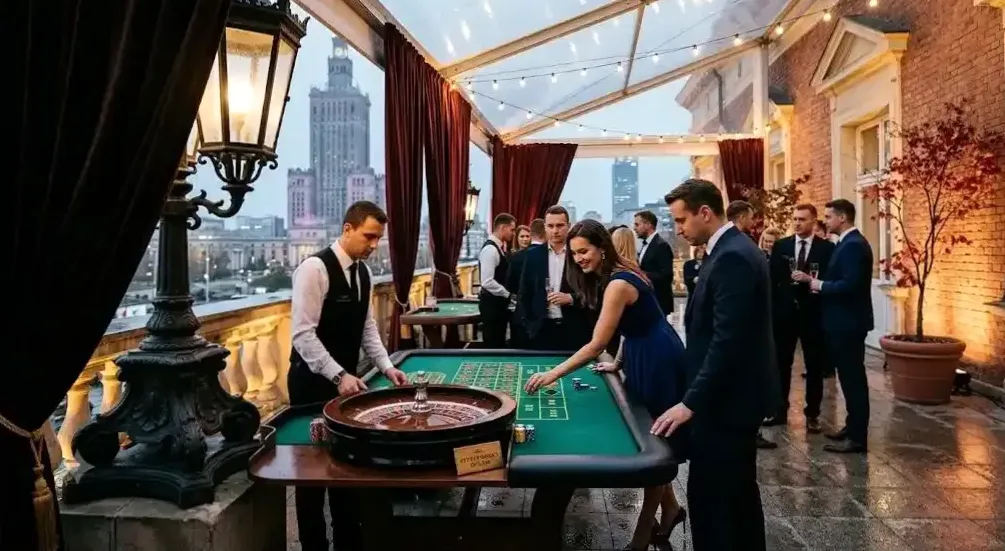 Stół do ruletki podczas eleganckiego wydarzenia