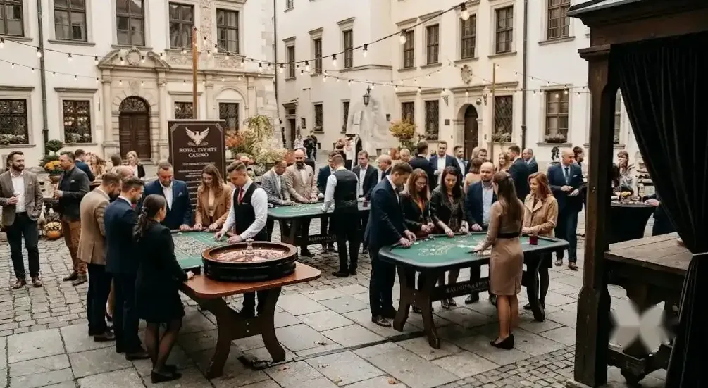 Scenografia casino z brandingiem wydarzenia