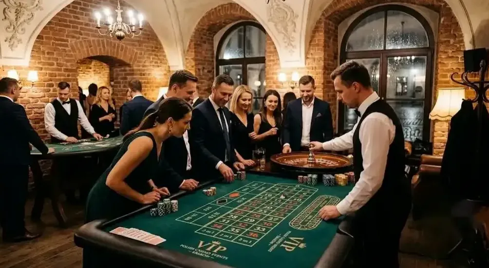 Prywatne przyjęcie casino w eleganckiej przestrzeni